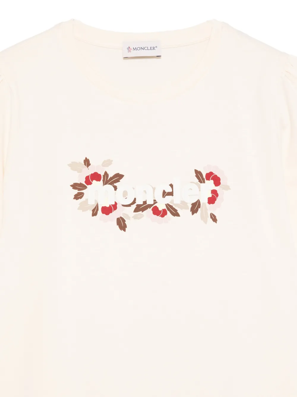  Moncler Enfant Puff-sleeve Floral T-shirt - Neutrals 