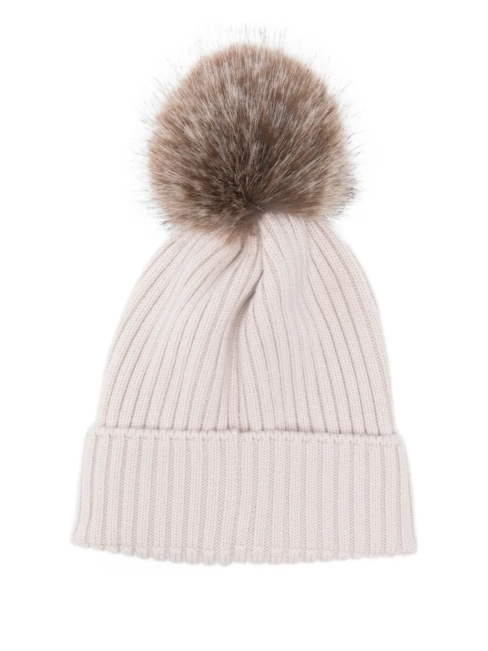 Ribbed Pompom Beanie Hat