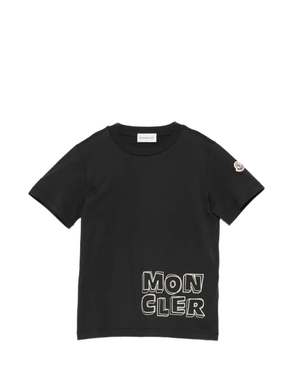 Moncler Enfant graphic-print T-shirt | Black | FARFETCH NZ