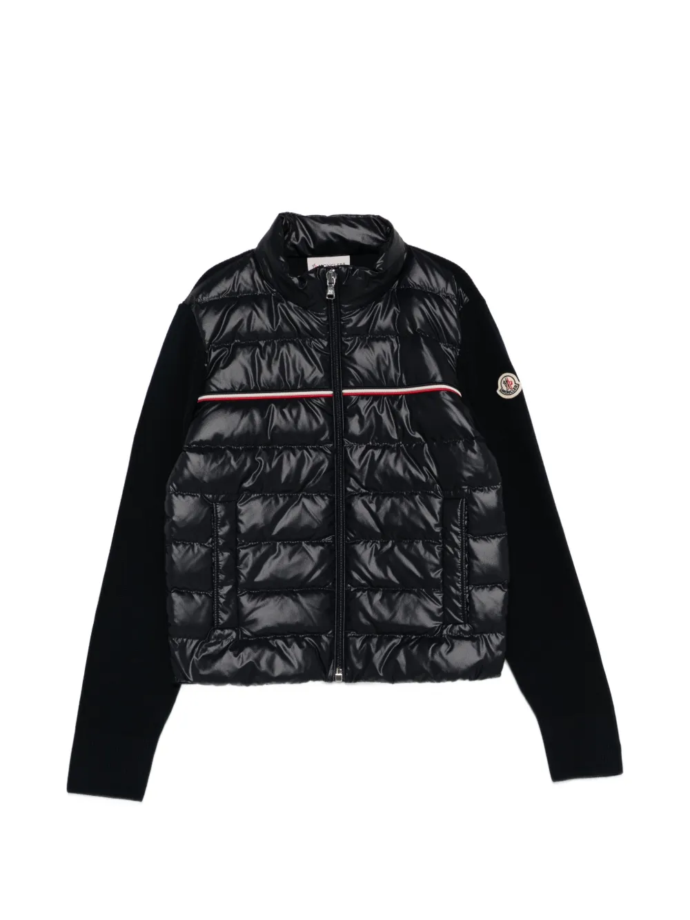 Moncler Enfant cardigan matelassé à rayures - Bleu Moncler Enfant cardigan matelassé à rayures - Bleu