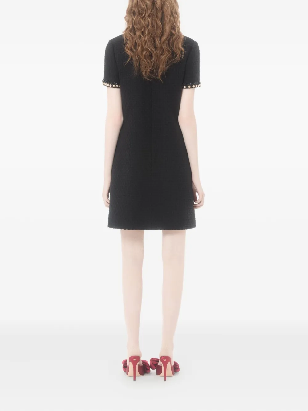 embroidered canestrello-tweed mini dress