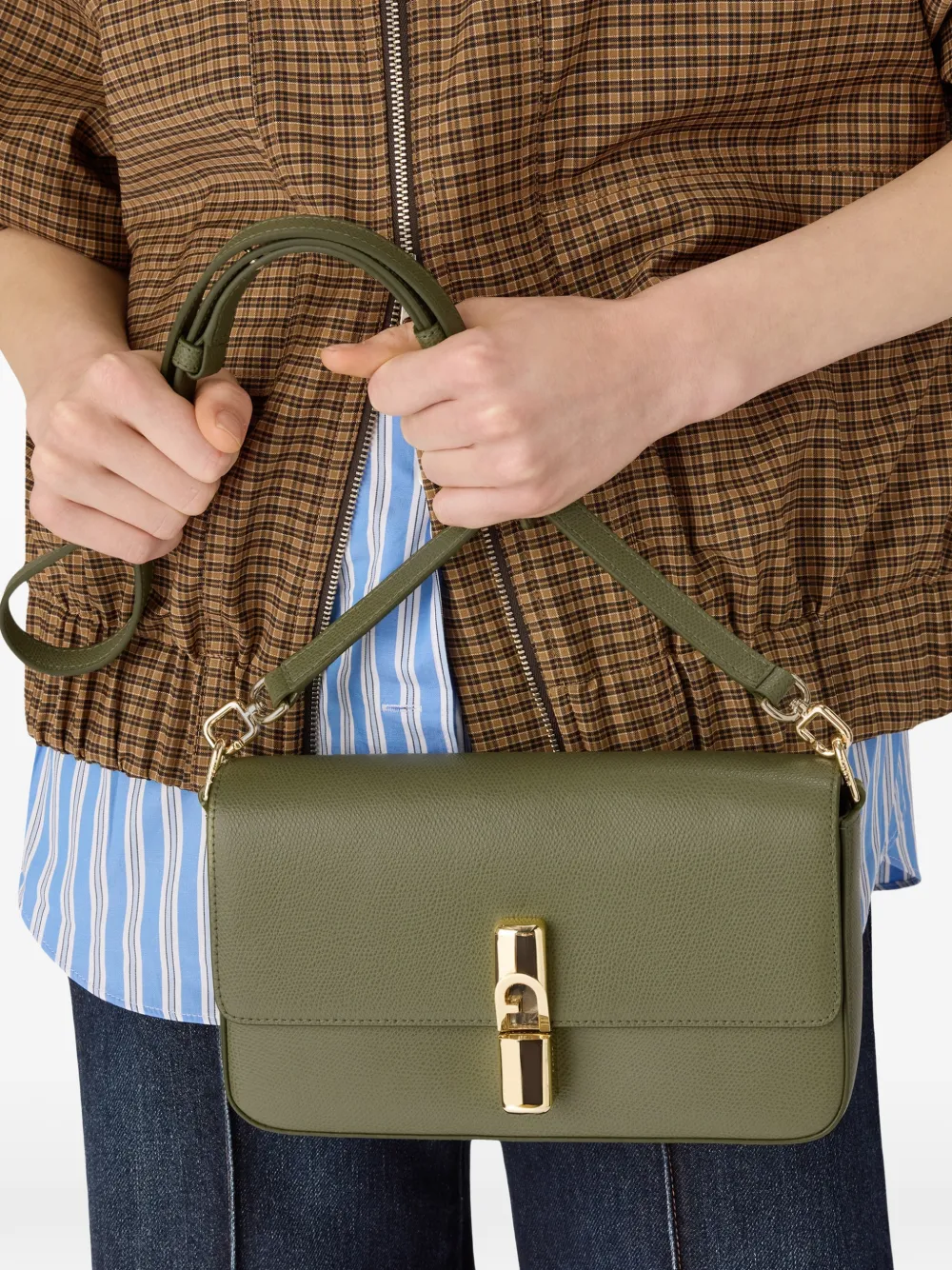 Furla Iride kleine leren crossbodytas Groen