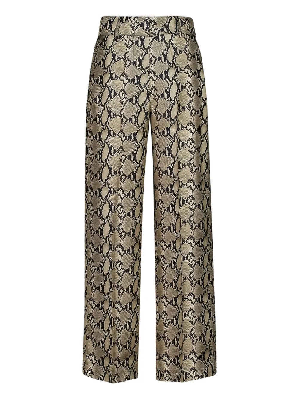 Paula Snakeskin-printed Twill Trousers In Gray
