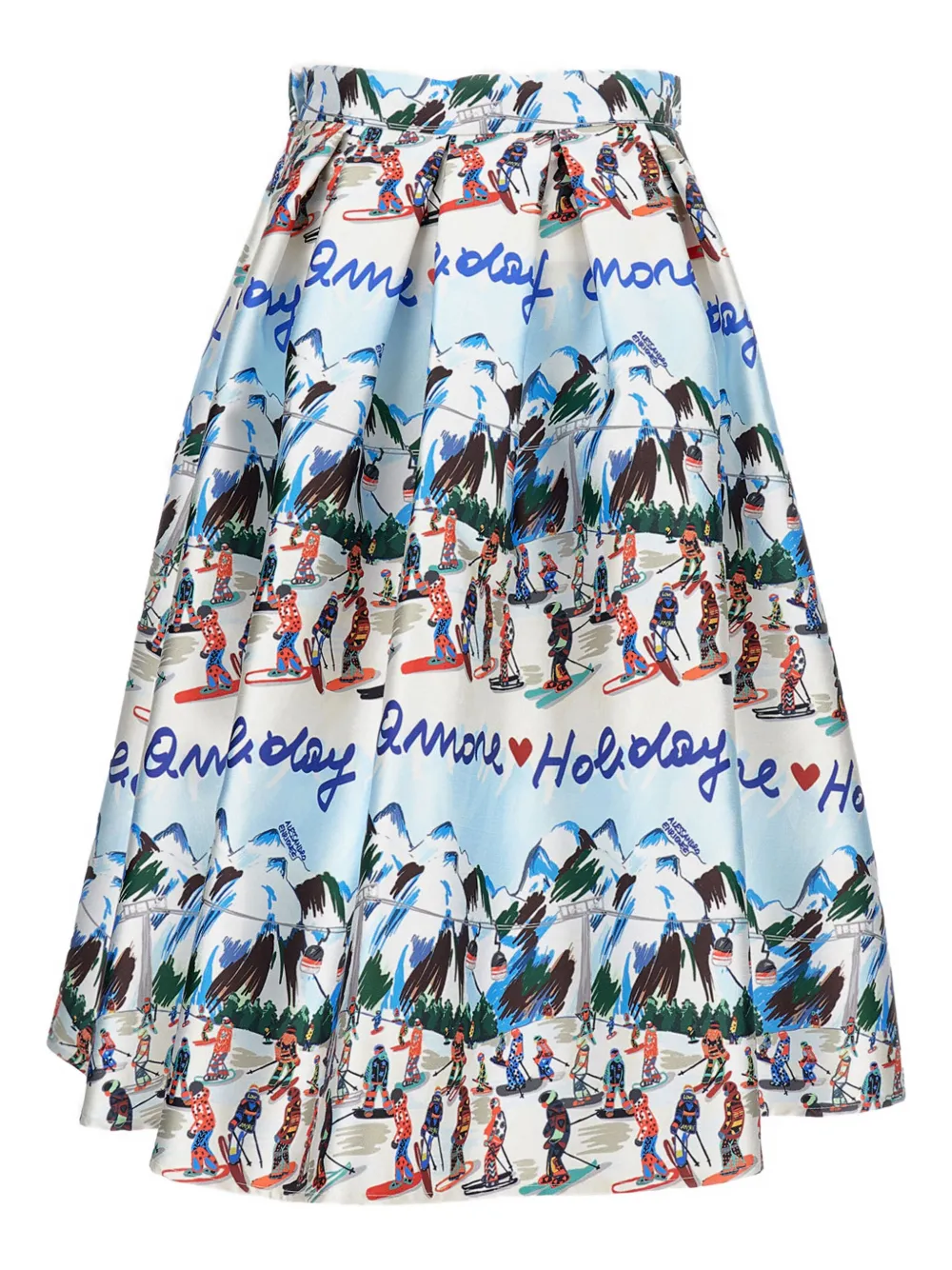 Alessandro Enriquez High-waisted Printed Midi Skirt In Multi