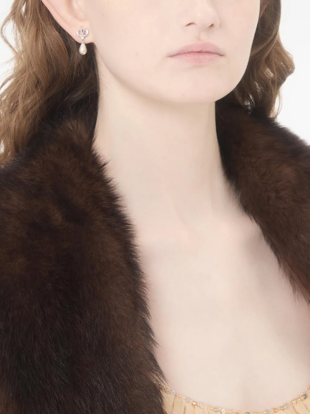 Valentino Garavani Ovalette oorbellen met parel - Zilver