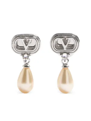Boucles D'oreilles Clips Valentino - Grand Modèle Noir Avec Verre - 6,6 Cm - Occasion En Bon état