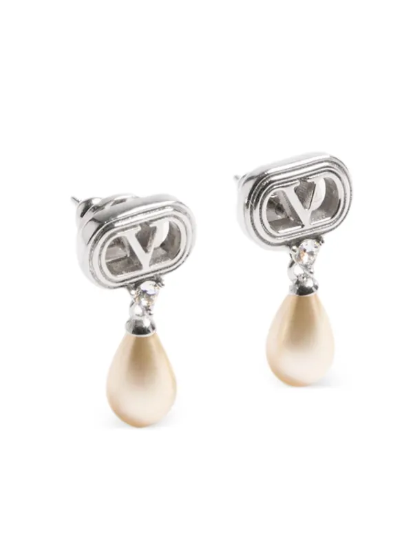VALENTINO パール ドロップピアス Valentino Garavani ティアドロップパール ピアス | シルバートーン