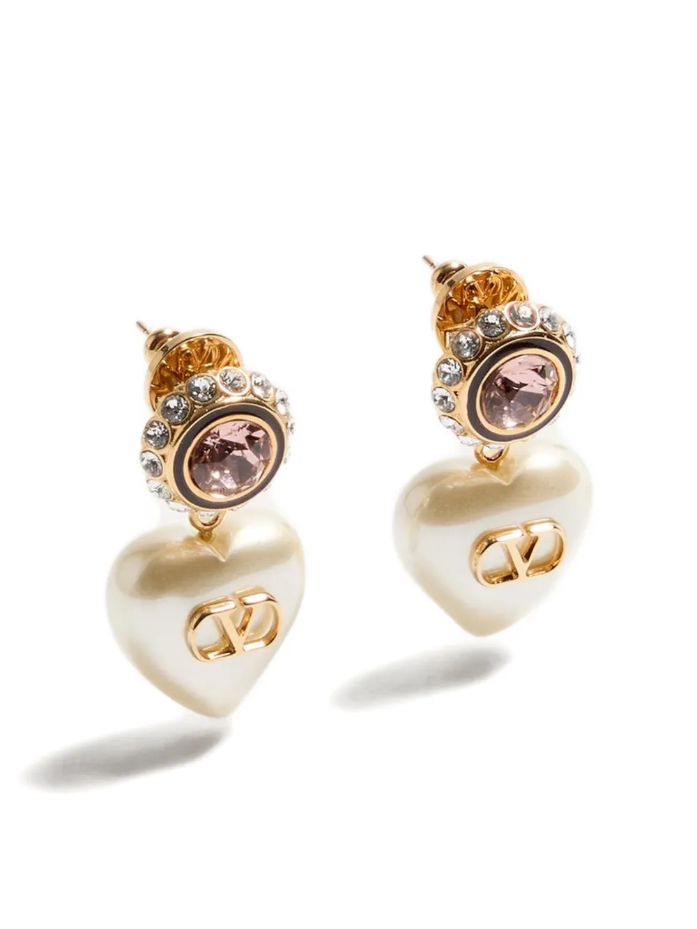 Valentino Vlogo Signature Heart-pendant Earrings In Multi