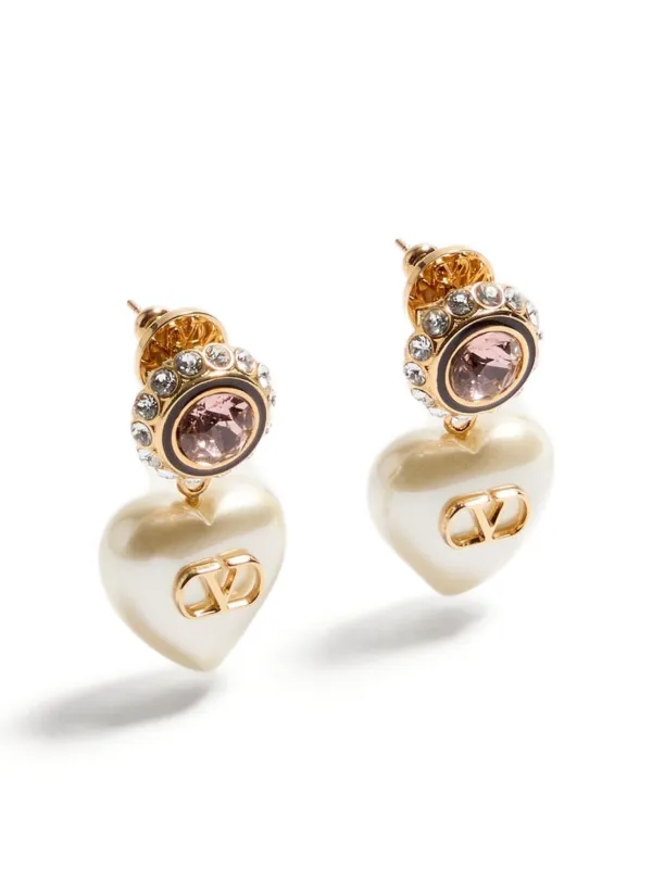 Valentino Garavani Vロゴ シグネチャー エナメル パール＆クリスタル