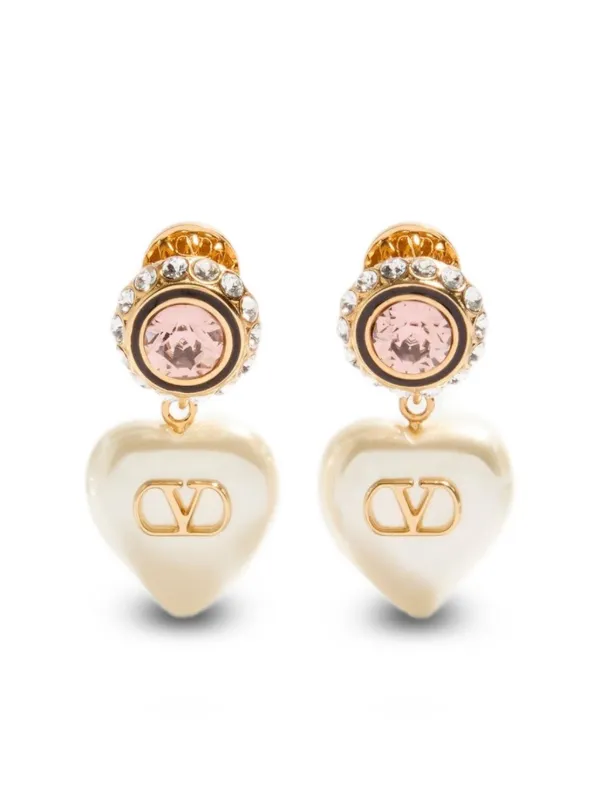 Valentino Garavani Vロゴ シグネチャー エナメル パール＆クリスタル