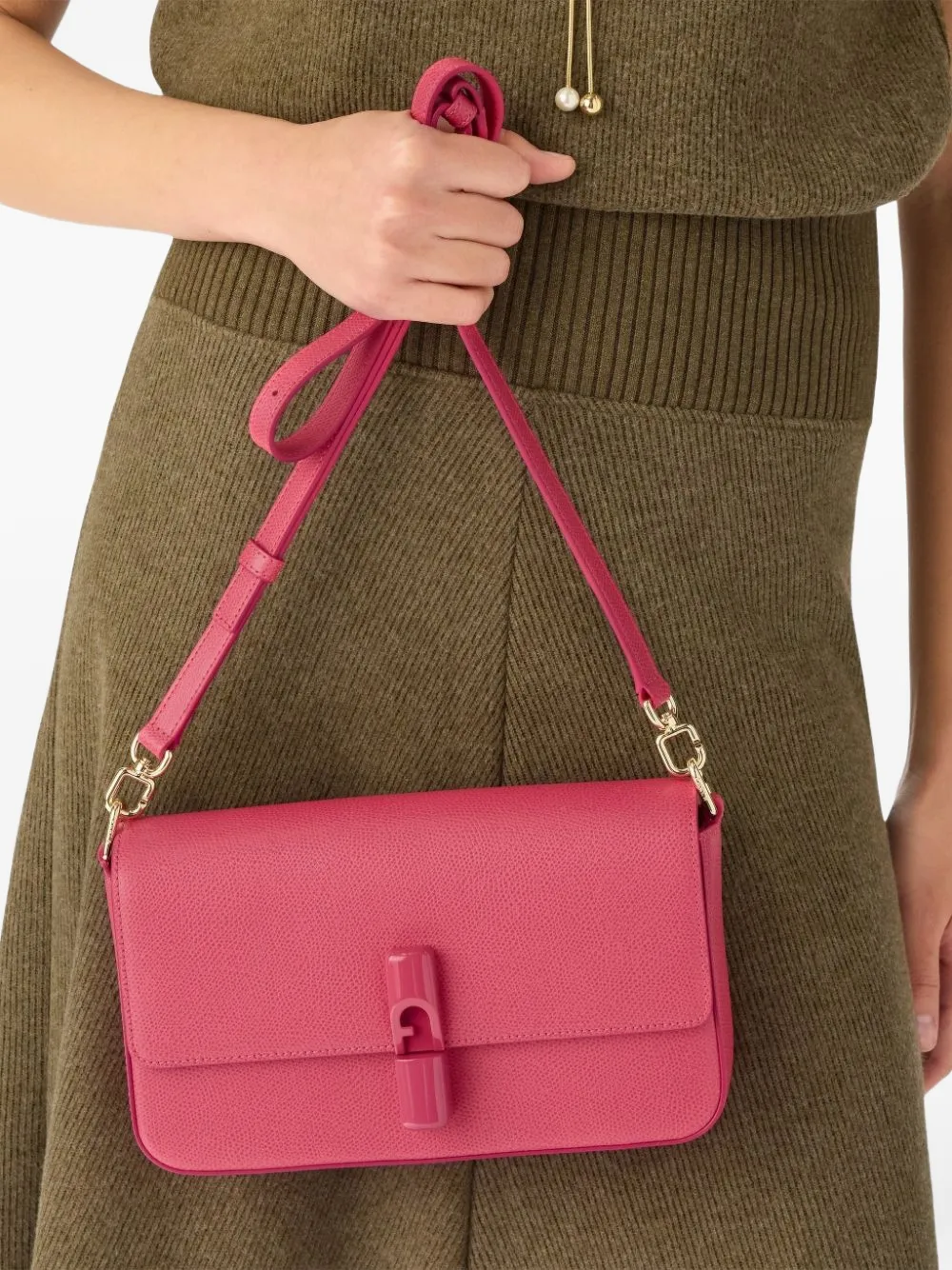 Furla Iride crossbodytas met logodetail Roze