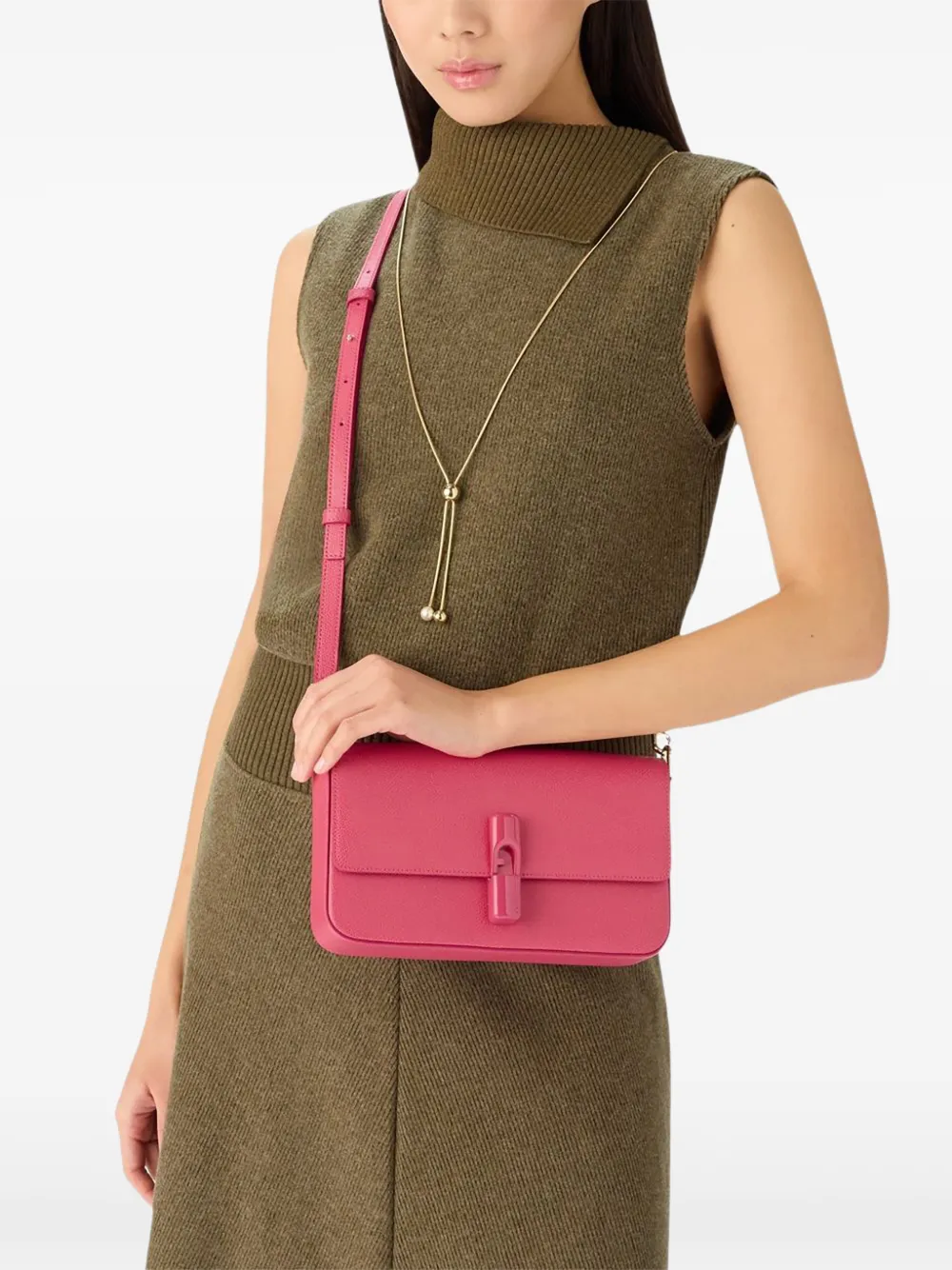 Furla Iride crossbodytas met logodetail Roze
