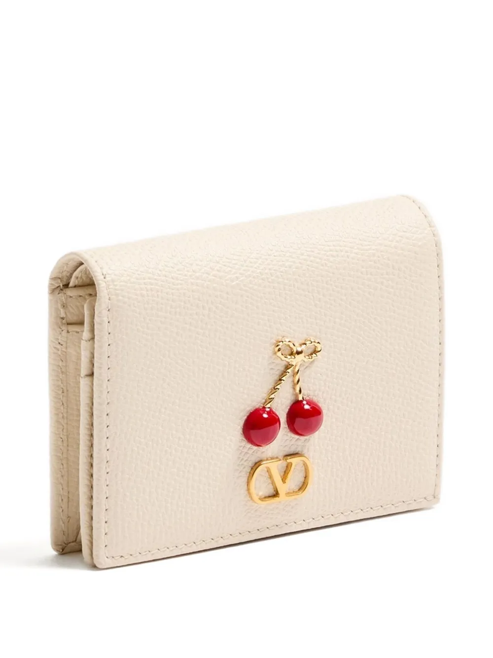 Valentino Cherryfic Leather Wallet In Neutral