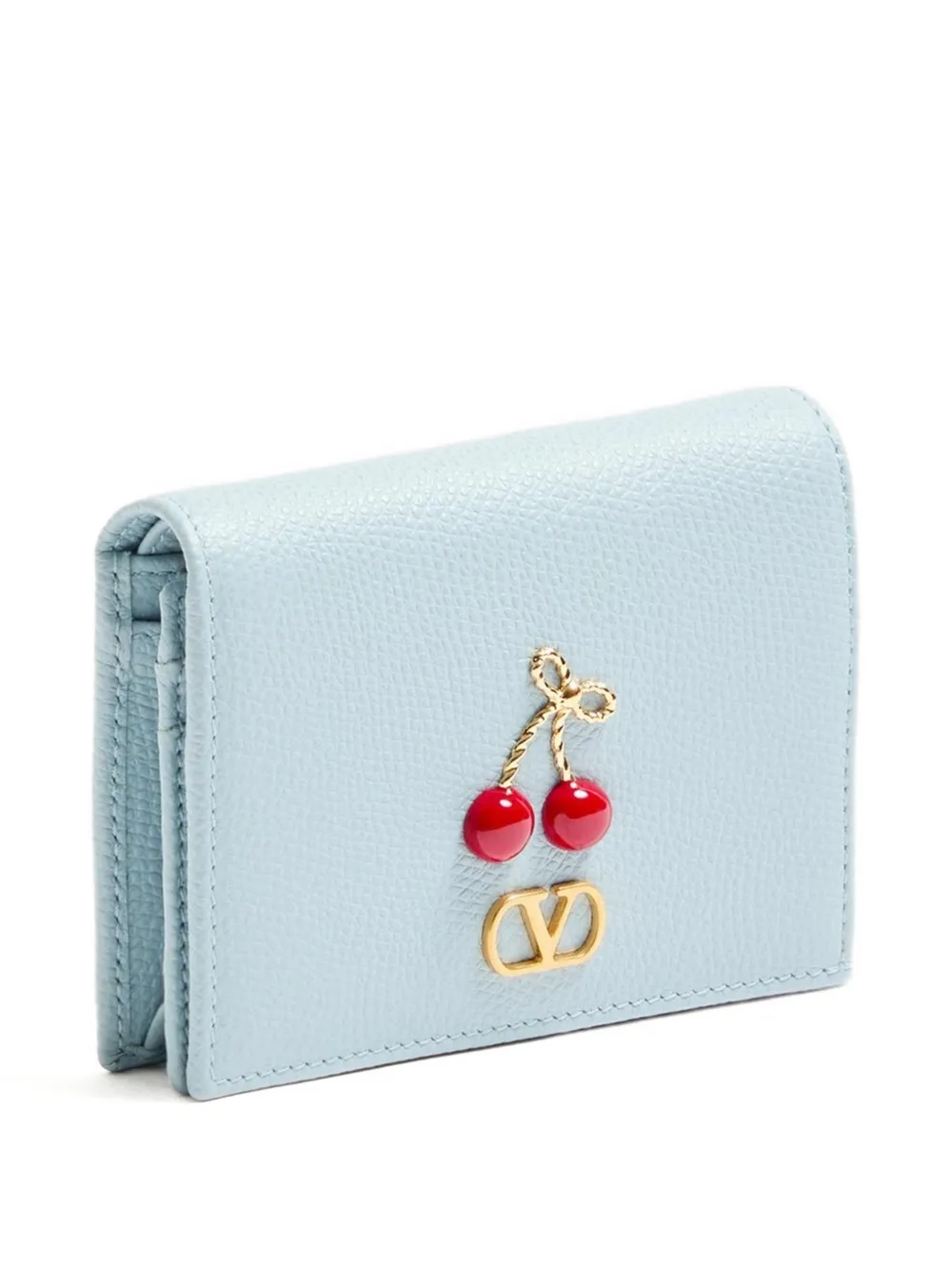 Valentino Cherryfic Grained Wallet In Blue