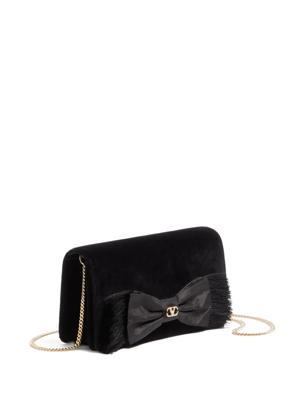 Valentino Garavani VLogo Signature fluwelen clutch met strik Zwart