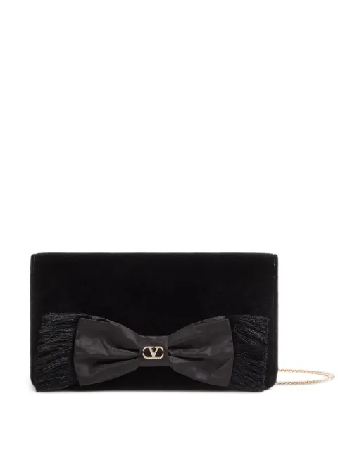 Valentino Garavani Vlogo Signature velvet bow clutch bag