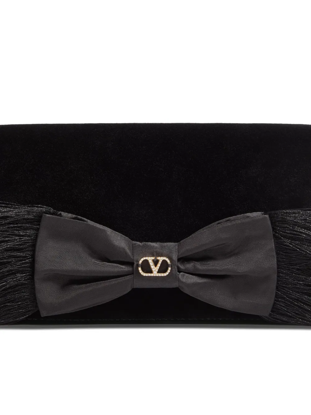 Valentino Garavani VLogo Signature fluwelen clutch met strik Zwart