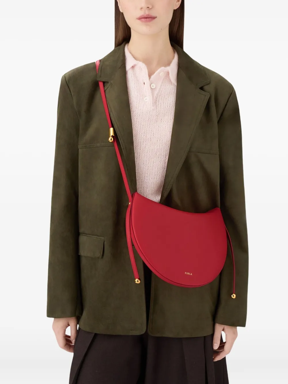 Furla Small Moonstone Shoulder Bag In Red