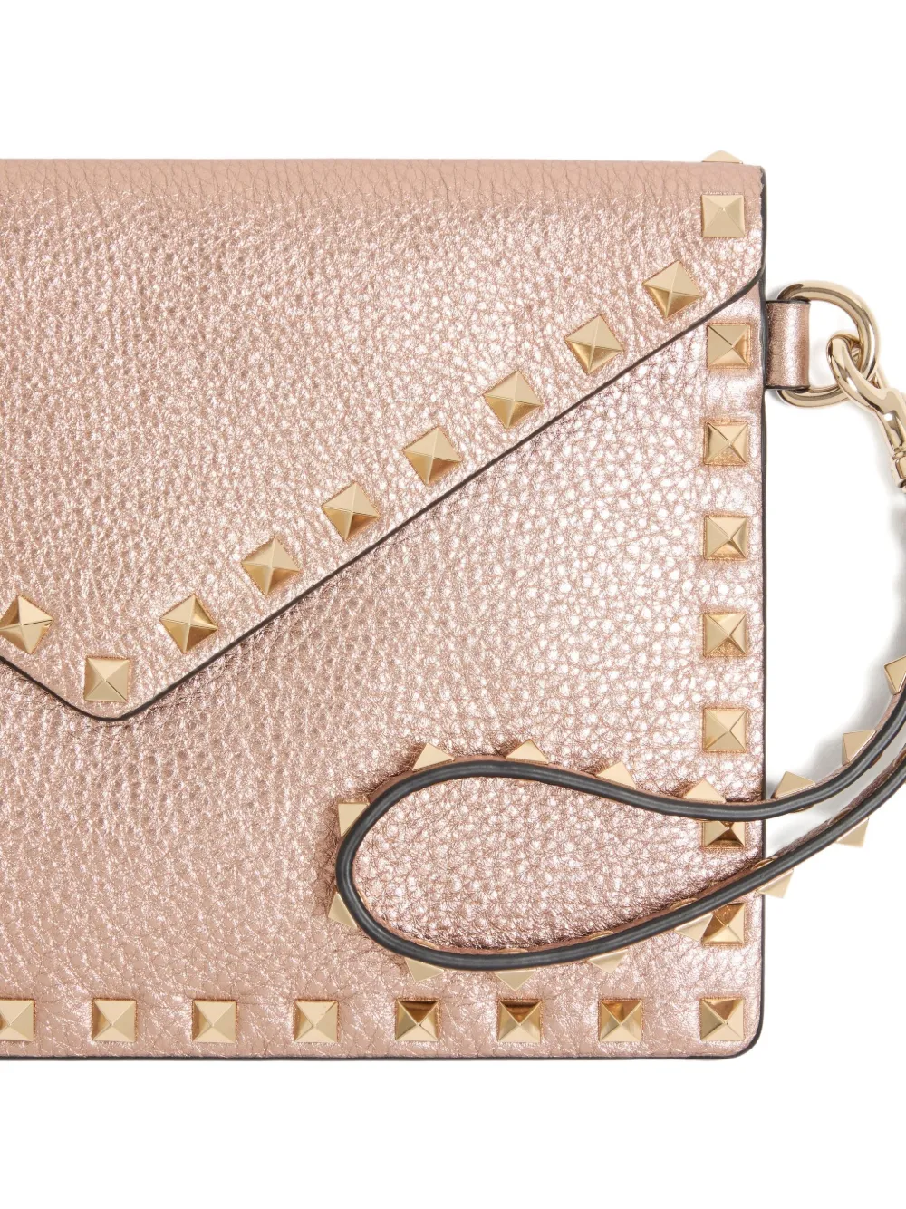 Valentino Calfskin Rockstud-detail Clutch Bag In Pink