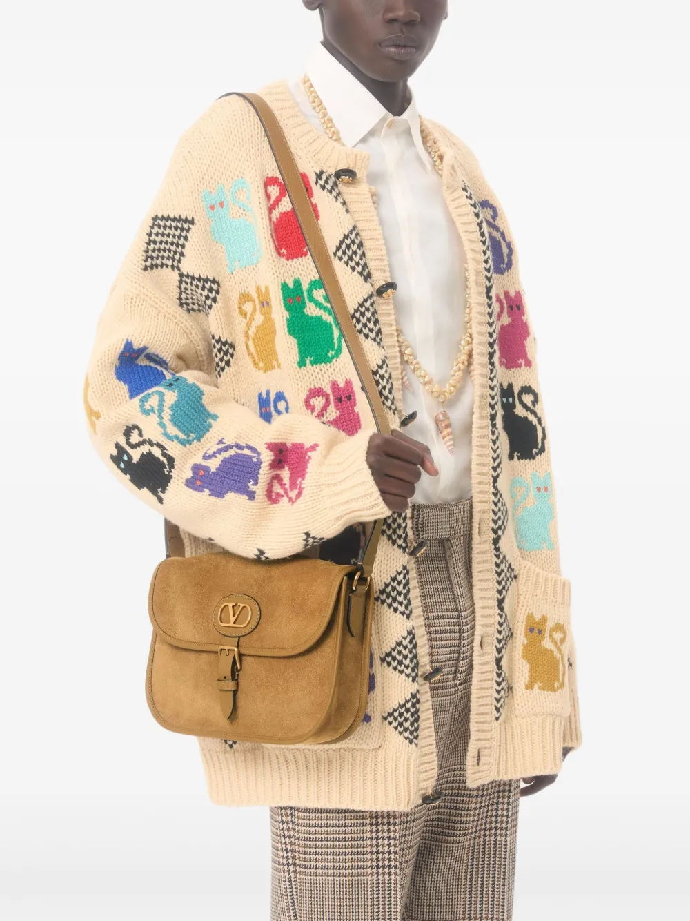 Valentino Garavani Antibes VLogo schoudertas met patch - Bruin