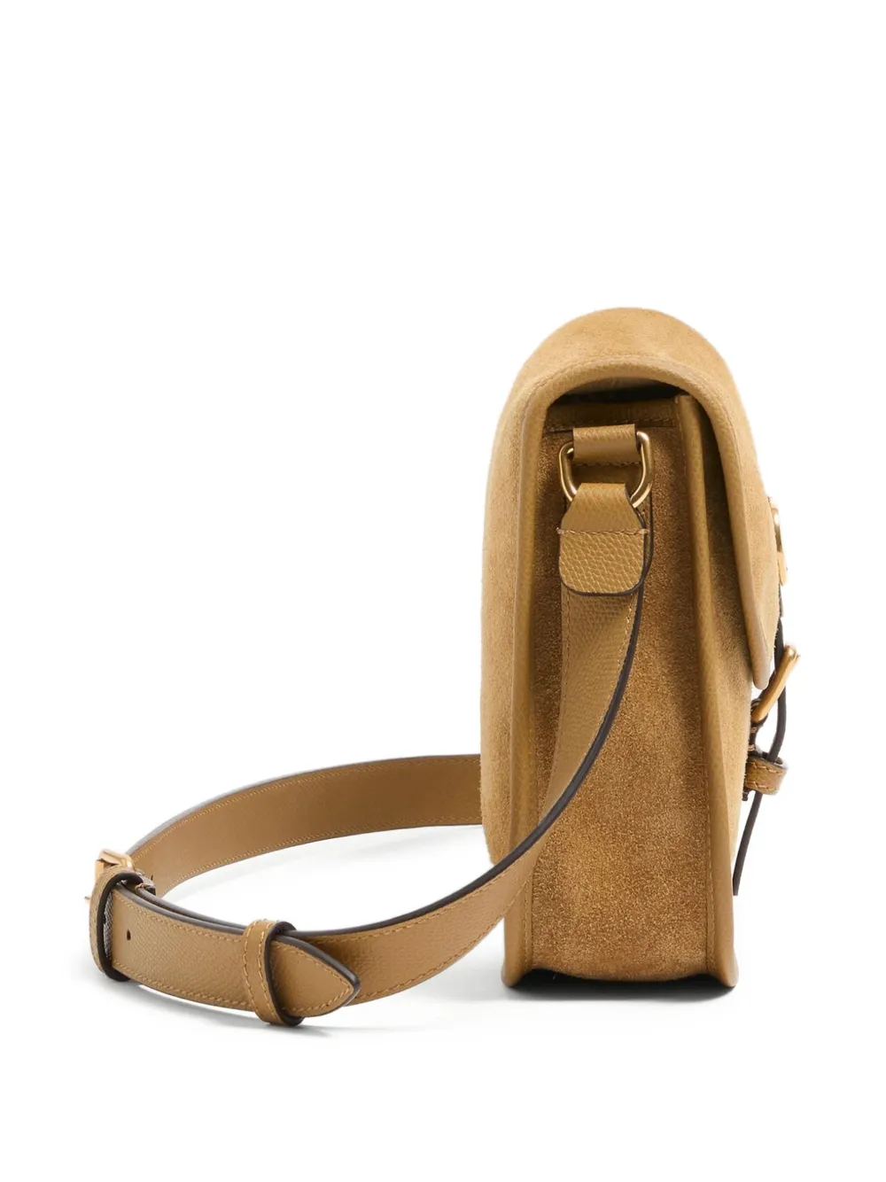 Valentino Garavani Antibes suède crossbodytas met gesp Bruin