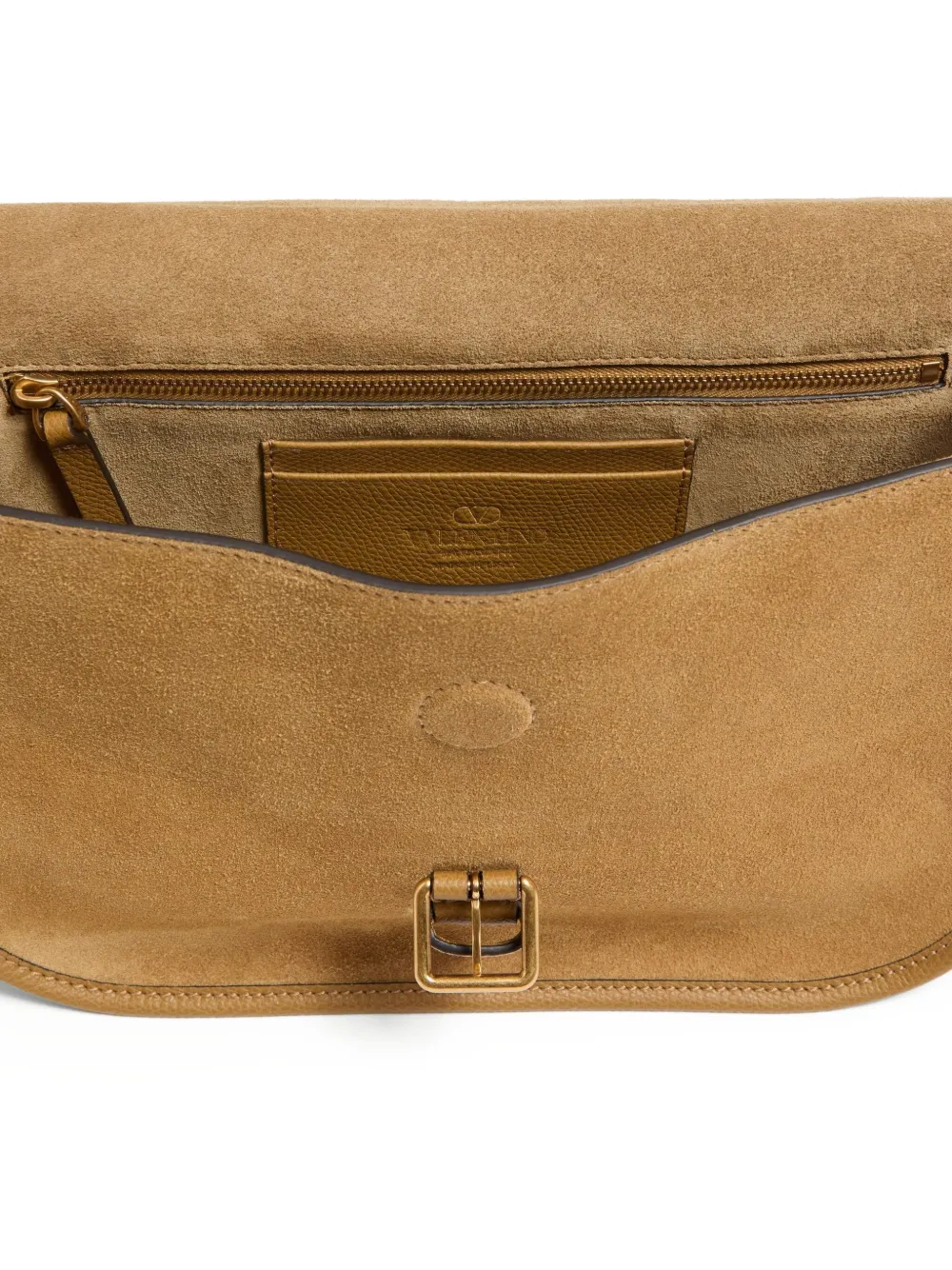 Valentino Garavani Antibes suède crossbodytas met gesp Bruin