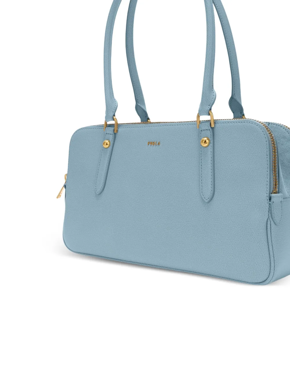 Furla Boston medium leren shopper met rits Blauw