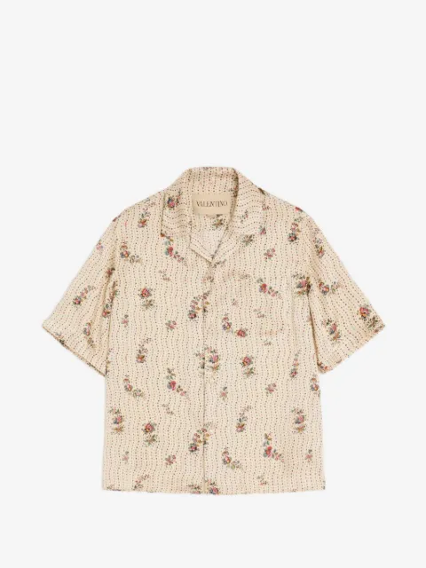 Valentino Garavani silk Bowling shirt with papier floral print