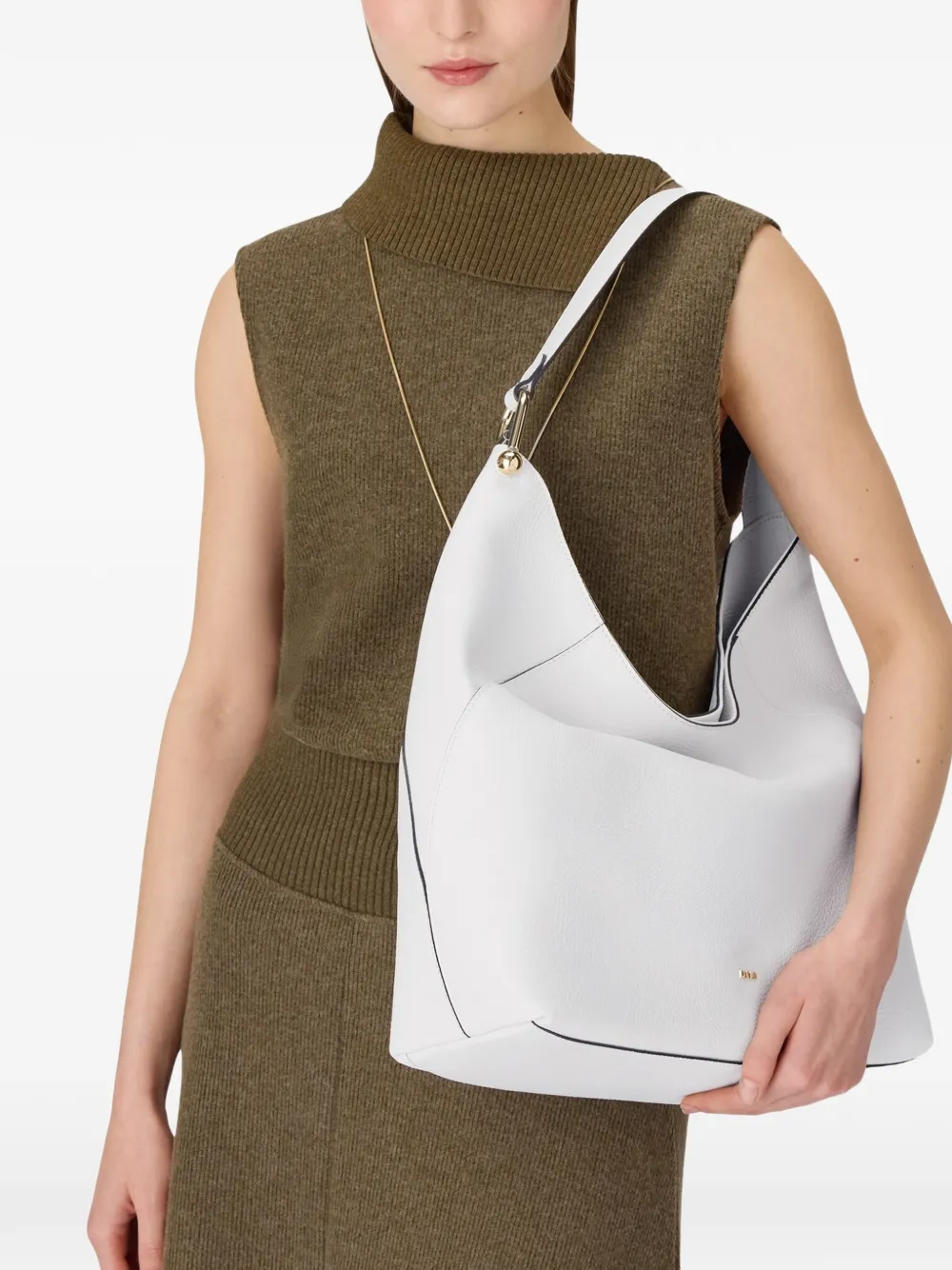 Furla Lara grote schoudertas met logodetail Wit