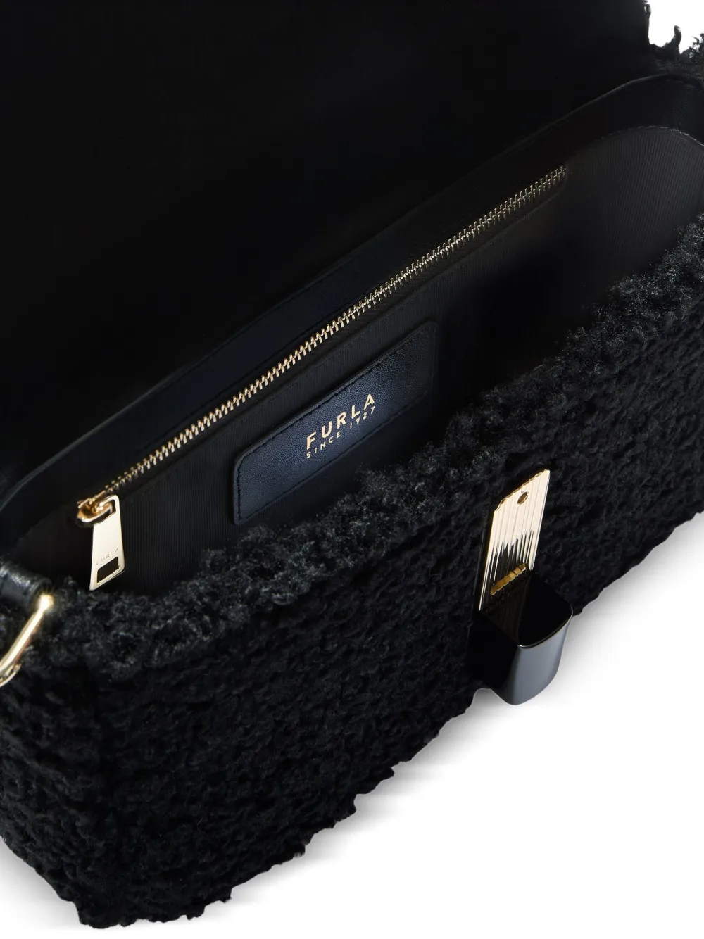 Furla Kleine Iride crossbodytas met pailletten Zwart