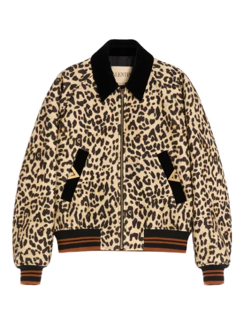 Valentino Garavani Vgold-detail velvet-collar bomber jacket