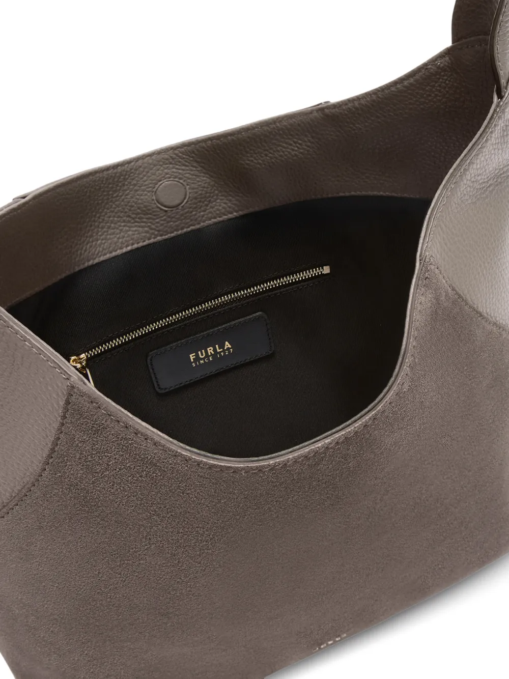Furla Lara schoudertas met suède vlak Grijs
