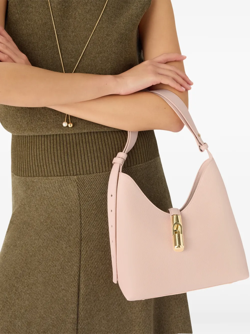 Furla Goccia kleine leren schoudertas Roze