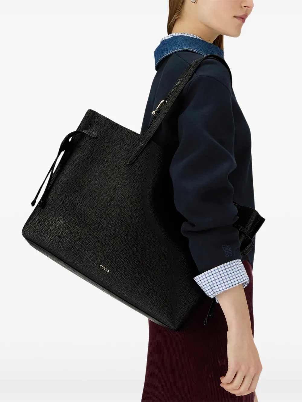 Furla large Ava leather tote bag - Zwart