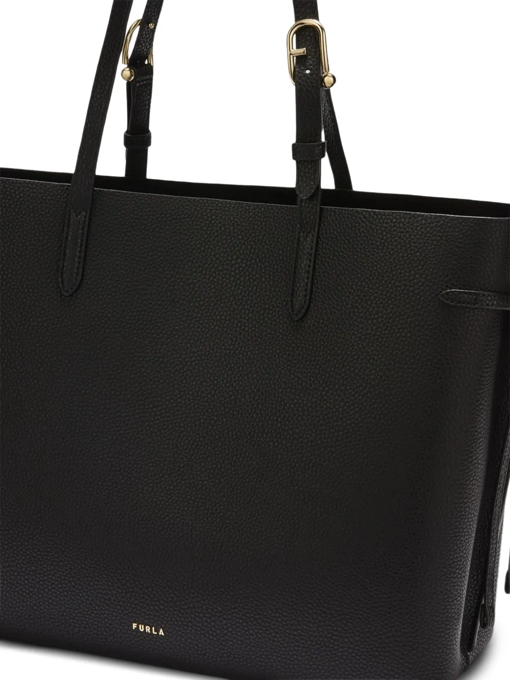 Furla Large Ava Leather Tote Bag In Black
