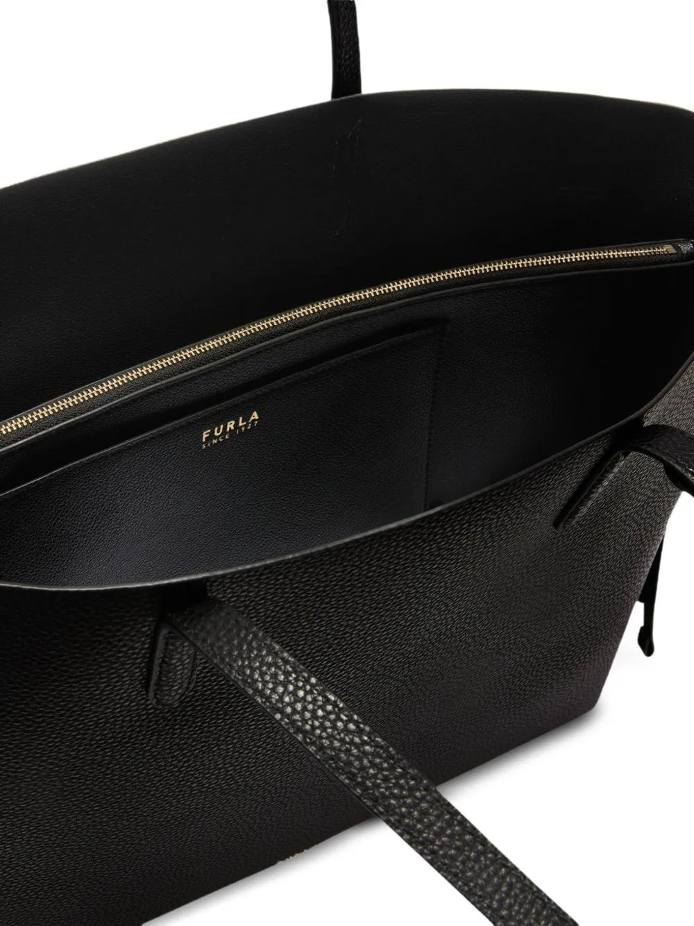 Furla Large Ava Leather Tote Bag In Black