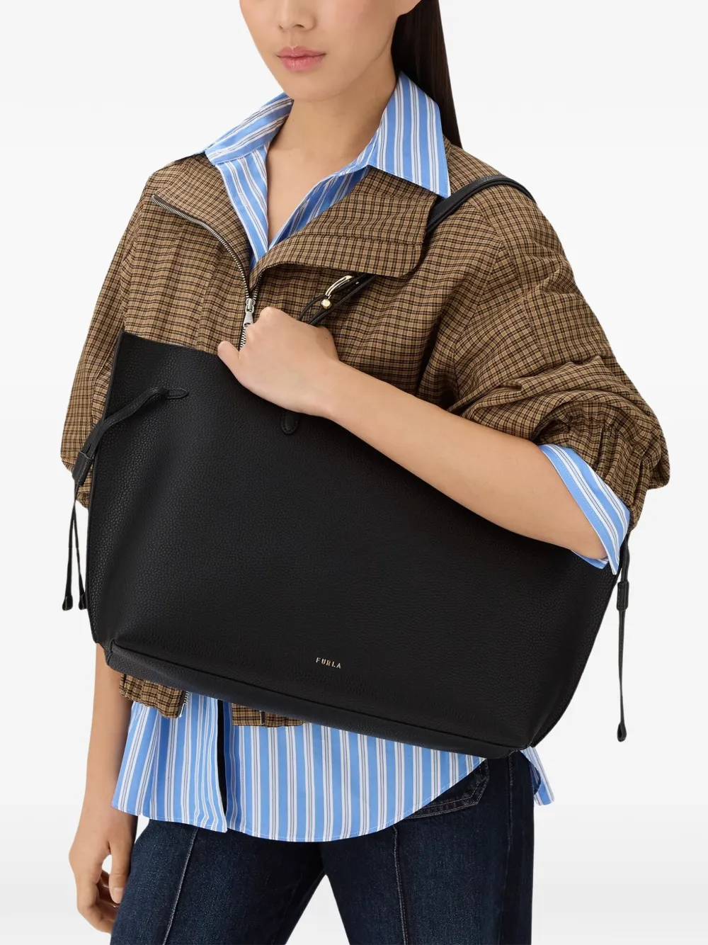 Furla large Ava leather tote bag - Nero