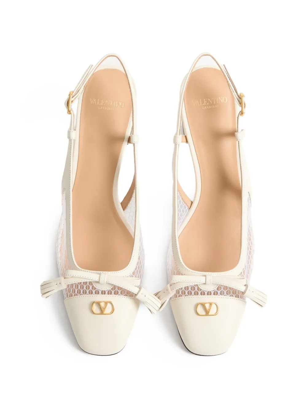 Valentino Garavani Valet Du Roi pumps met mesh Beige