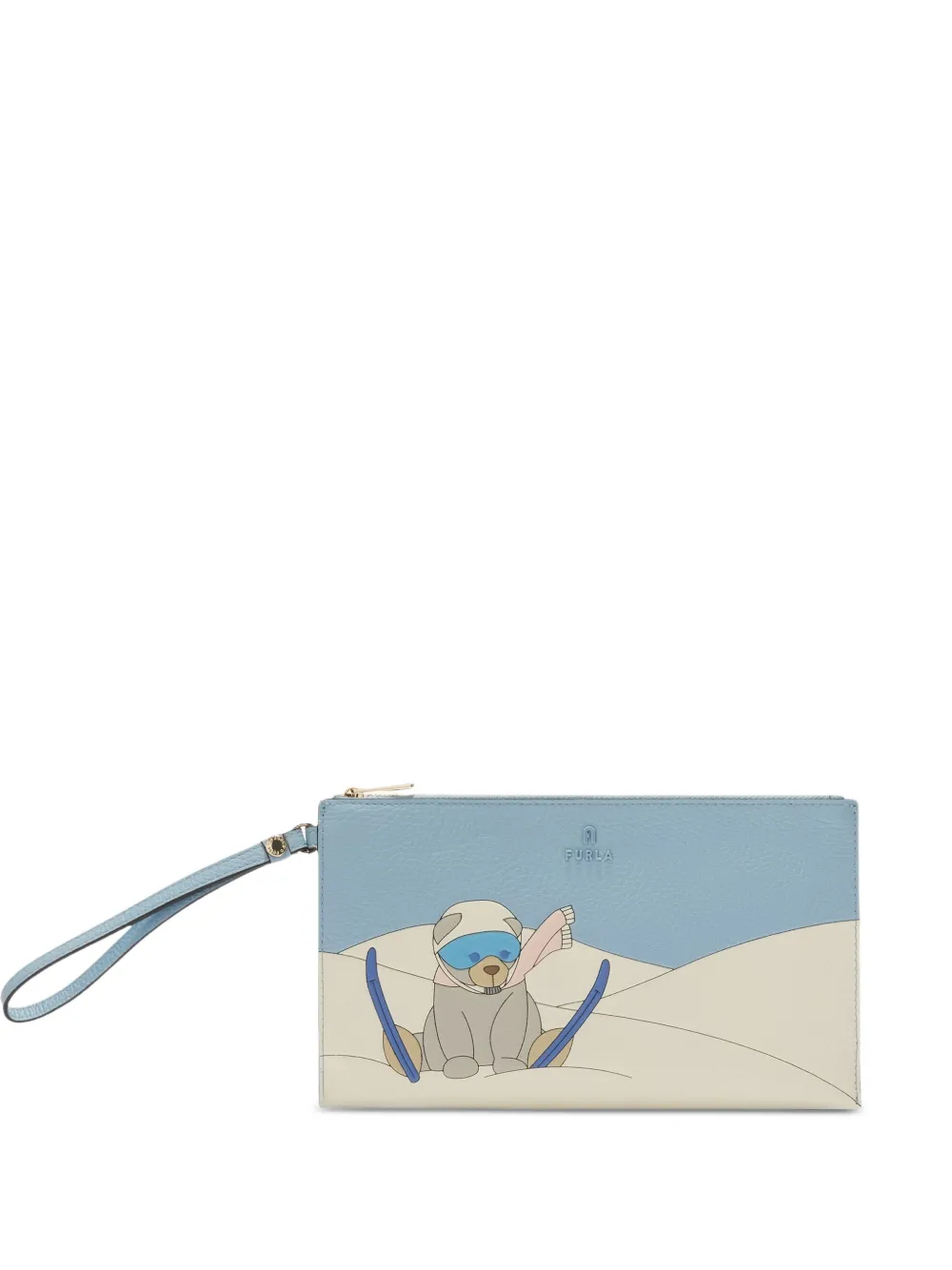 Furla ski-bear-motif clutch bag - Blu