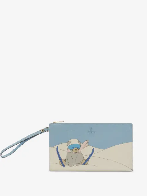 Furla Clutch mit Ski-Bär-Motiv