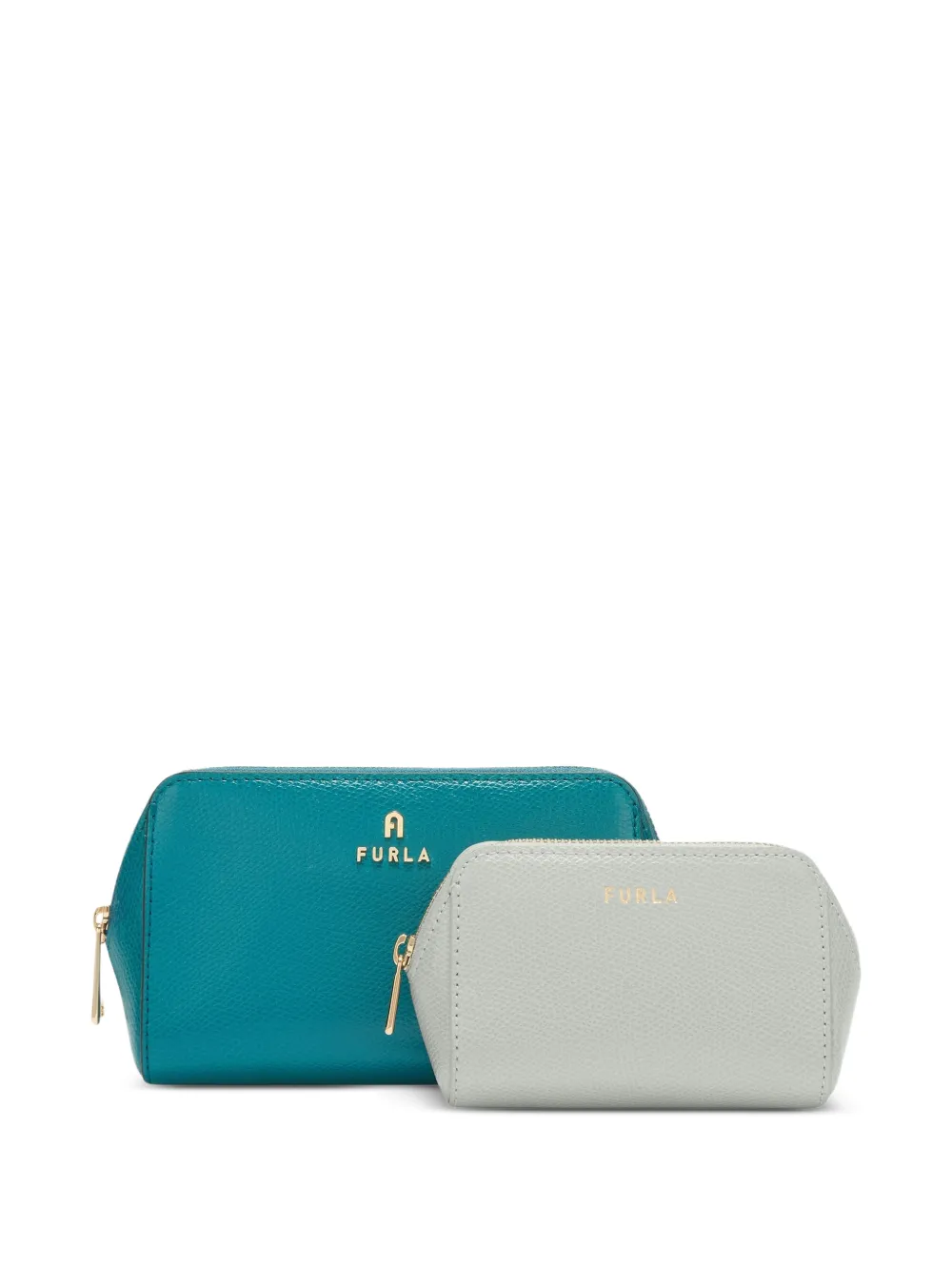 Furla Trousse make up Camelia media con logo (2 pezzi) - Blu