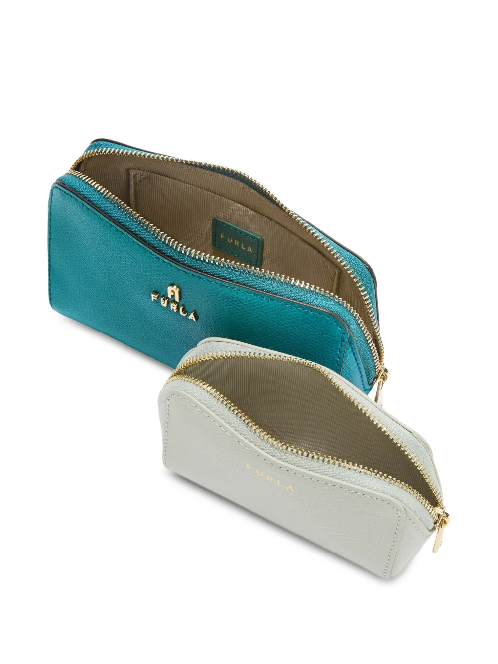 Furla Camelia make-up tas met logodetail (set van twee) Blauw