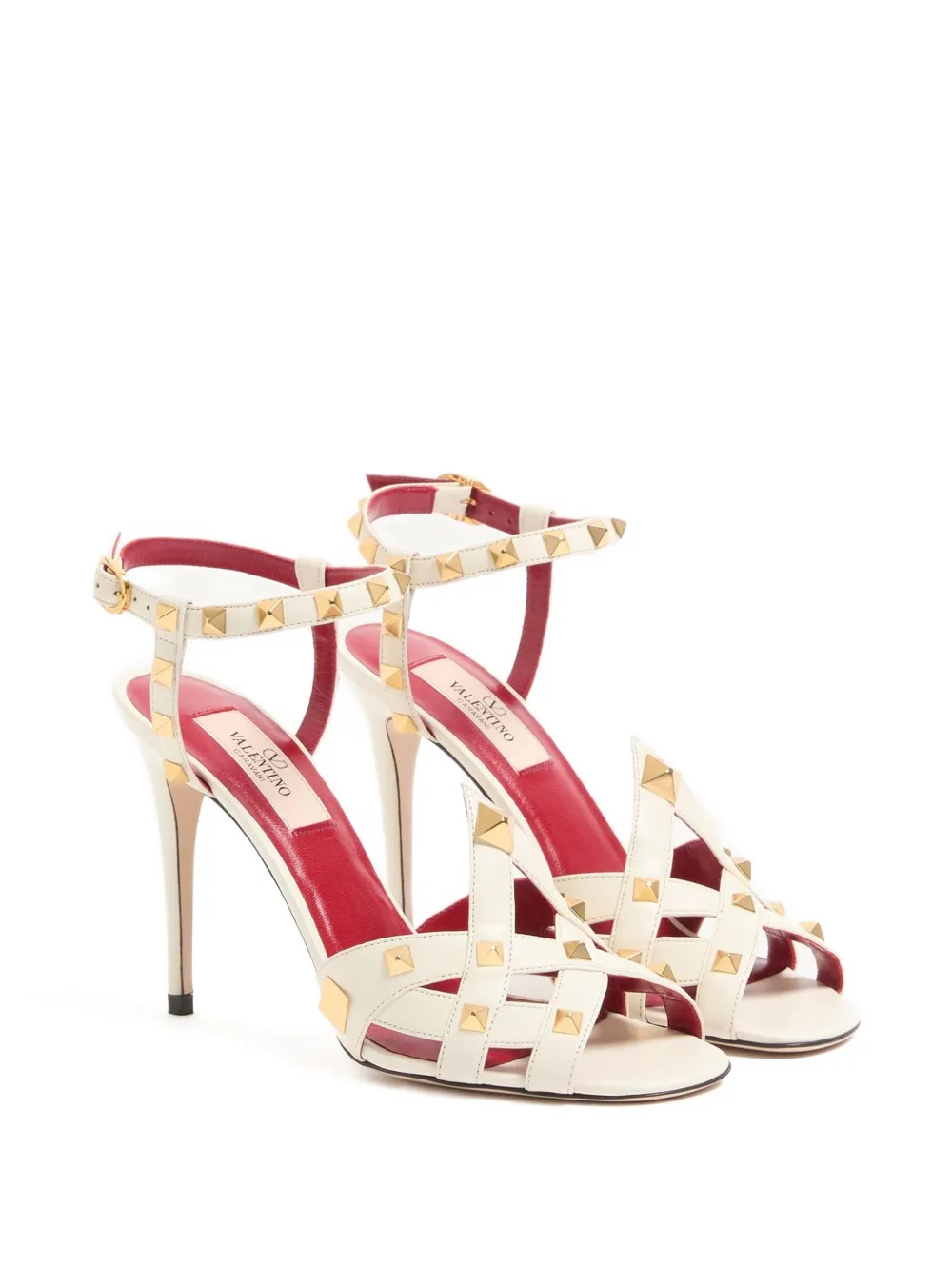 Valentino 100mm Studdy Strappy Sandals In Neutral