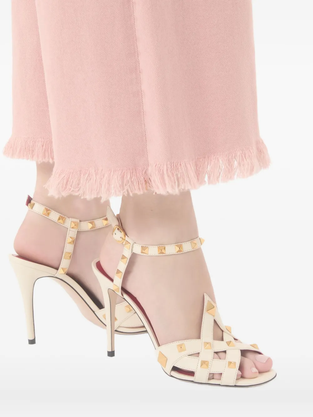 Valentino 100mm Studdy Strappy Sandals In Neutral