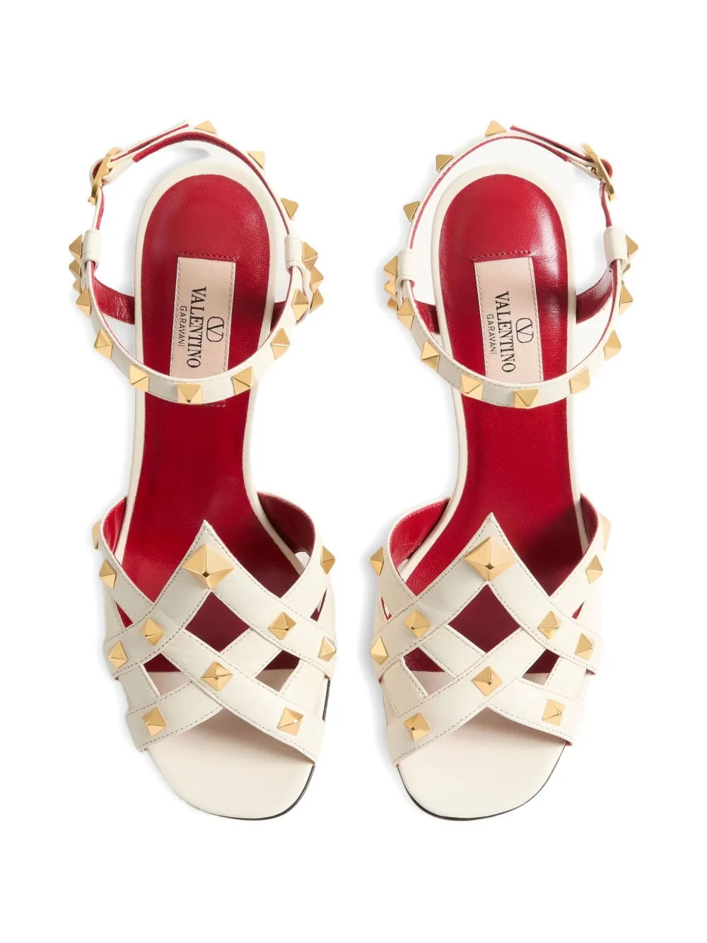 Valentino 100mm Studdy Strappy Sandals In Neutral