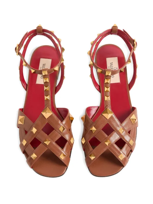 Valentino Garavani Studdy Kidskin Sandals | Brown | FARFETCH