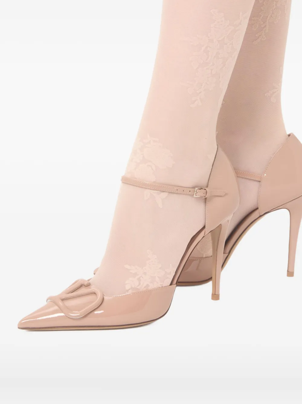 Valentino 100mm Vlogo Signature D'orsay Pumps In Neutral