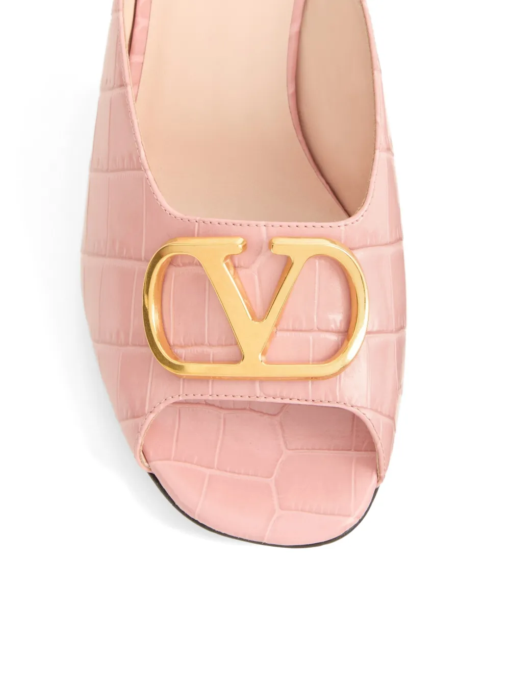Valentino Garavani Vlogo Slide Sandals in Pink, view 5
