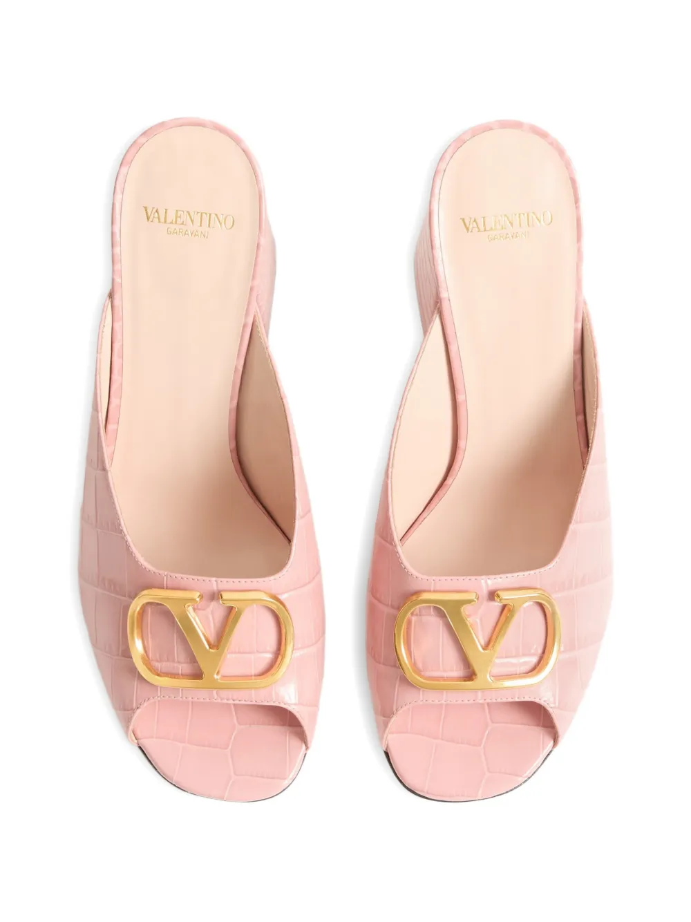 Valentino Garavani Vlogo Slide Sandals in Pink, view 4