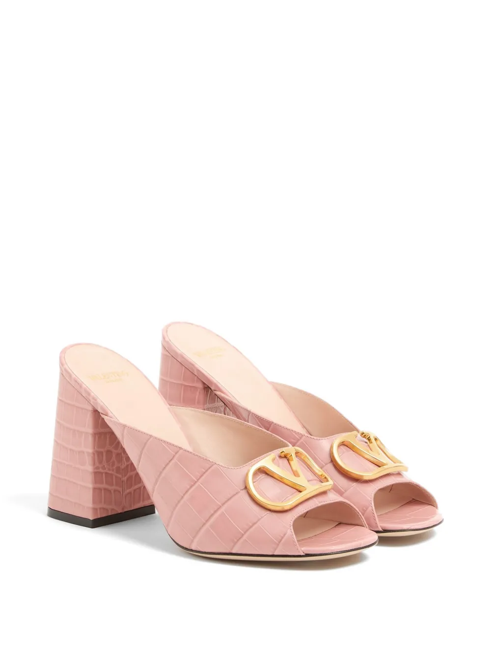 Valentino Garavani Vlogo Slide Sandals in Pink, view 2